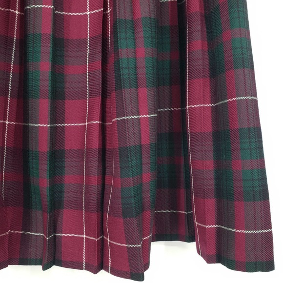 Lairds of Scotland Tartan Plaid Pleated Midi Skirt Wool Maroon Green Stuart Clan - Picture 5 of 9